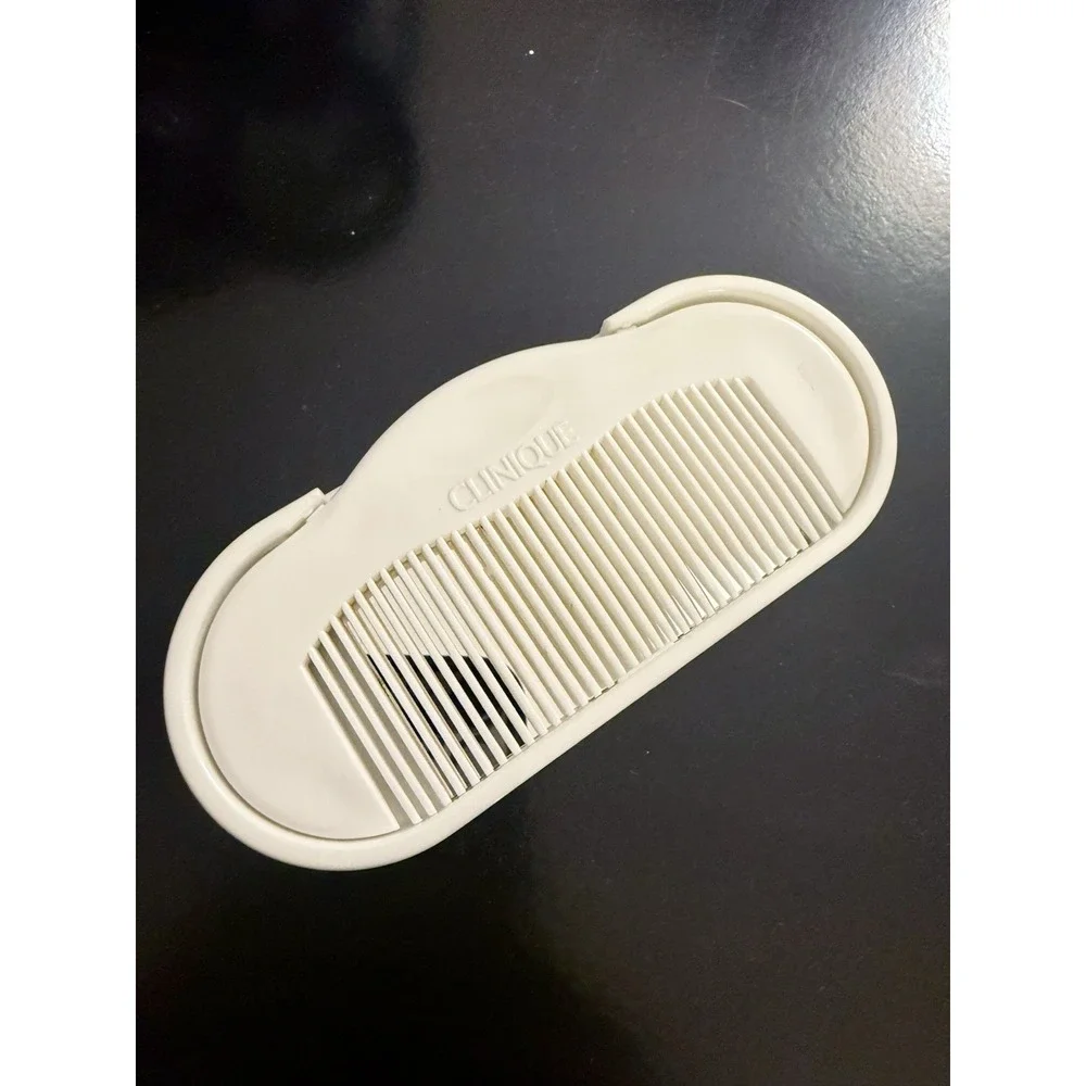 Vintage Clinique Comb & Mirror Set Snap Together White 1980s Travel Compact